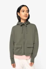 Sudadera ecorresponsable con cremallera y capucha French Terry mujer