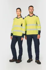 Camiseta de seguridad reciclada cuello redondo manga larga unisex