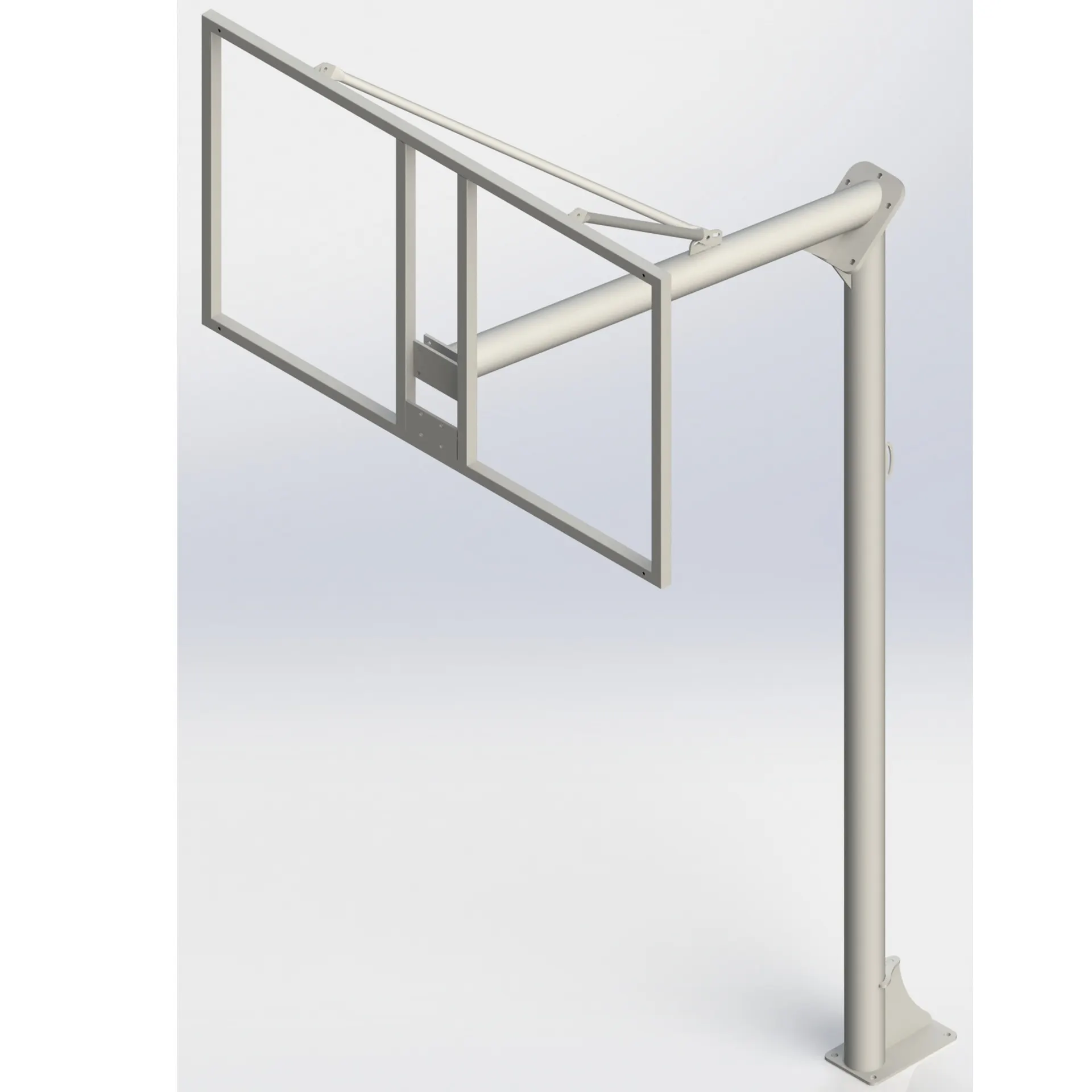 JUEGO DE 2 CANASTAS BALONCESTO MONOTUBO NEW TUBO 114 MM FIJAS  -SIN TABLERO, ARO- CON BASE DE ANCLAJE