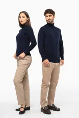Jersey lana merina cuello vuelto mujer