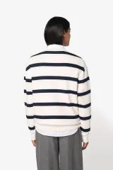 Sudadera ecorresponsable de cuello redondo a rayas y hombros caídos unisex