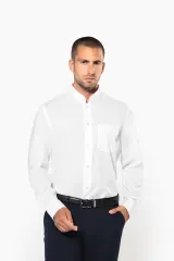 Camisa cuello mao manga larga hombre