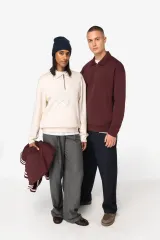 Sudadera ecorresponsable 1/4 cremallera cuello tipo polo y hombros caídos unisex
