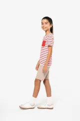 Camiseta Marinero a rayas con bolsillo manga corta para niños
