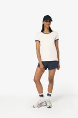 Camiseta ringer ecorresponsable con ribetes contrastados efecto lavado mujer