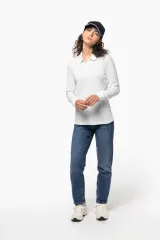 Polo de punto piqué manga larga Bio180 mujer