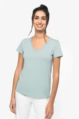 Camiseta ecorresponsable cuello de pico mujer