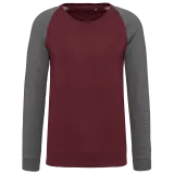 Sudadera bicolor algodón orgánico French Terry cuello redondo mangas raglan hombre