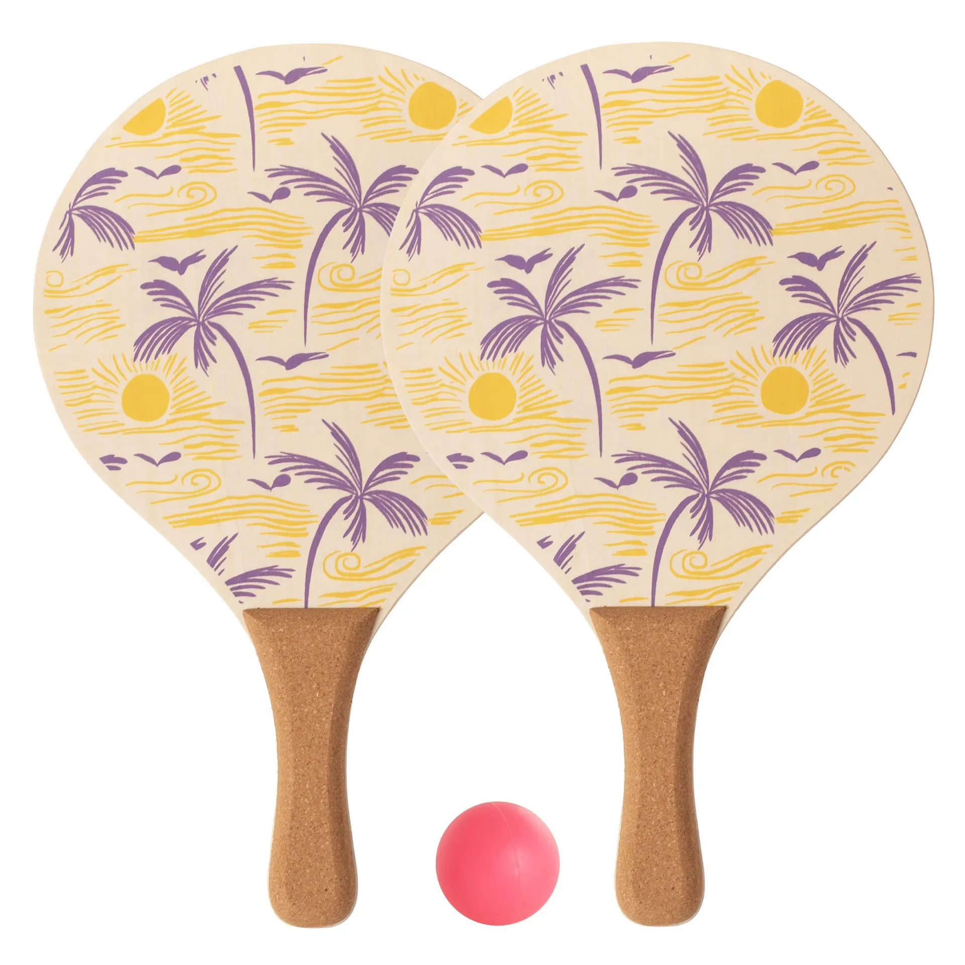 JUEGO DE PALAS DE PLAYA DE MADERA CON PELOTA SOFTEE PALM