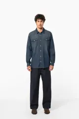 Camisa denim manga larga hombre