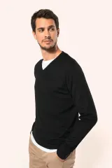 Jersey lana merina cuello de pico hombre