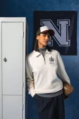 Sudadera ecorresponsable 1/4 cremallera cuello tipo polo y hombros caídos unisex