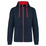 Sudadera capucha y cremallera contrastada