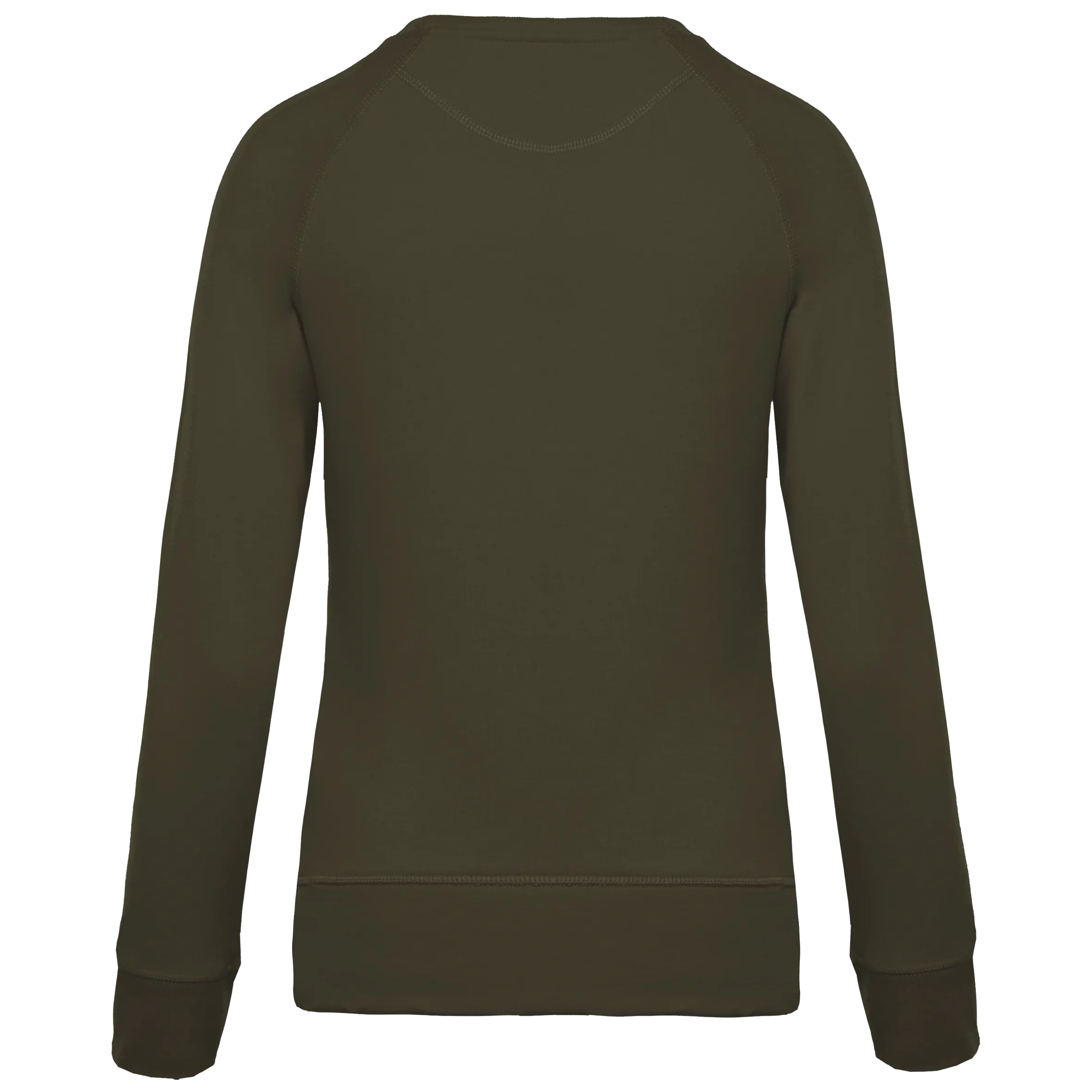 Sudadera algodón orgánico con cuello redondo y mangas raglan de mujer