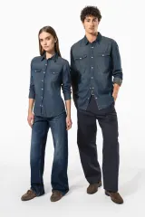 Camisa denim manga larga hombre