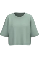 Sudadera crop cuello redondo y manga corta mujer