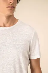 Camiseta lino cuello redondo hombre