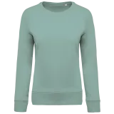 Sudadera algodón orgánico con cuello redondo y mangas raglan de mujer