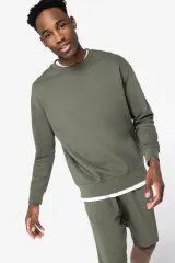 Sudadera ecorresponsable cuello redondo y hombros caídos felpa perchada unisex
