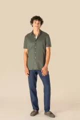 Camisa manga corta de lino hombre