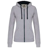 Sudadera capucha y cremallera contrastada mujer