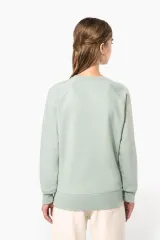 Sudadera algodón orgánico con cuello redondo y mangas raglan de mujer