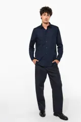 Camisa popelina manga larga hombre