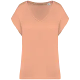 Camiseta ecorresponsable holgada con cuello de pico mujer
