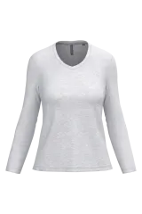 Camiseta manga larga y cuello de pico mujer