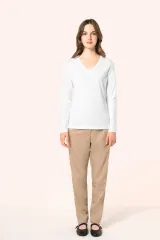 Camiseta Supima® cuello de pico manga larga mujer