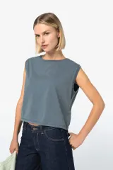 Camiseta crop ecorresponsable sin mangas mujer
