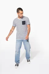 Camiseta Marinera a rayas con bolsillo manga corta