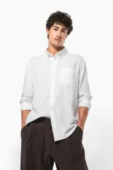 Camisa oxford lavada manga larga