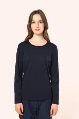 Camiseta Supima® cuello redondo manga larga mujer
