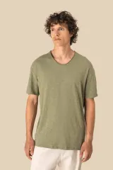 Camiseta ecorresponsable cuello slub y hombros caídos hombre