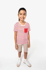Camiseta Marinero a rayas con bolsillo manga corta para niños