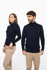 Jersey lana merina cuello vuelto mujer