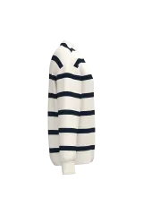 Sudadera ecorresponsable de cuello redondo a rayas y hombros caídos unisex