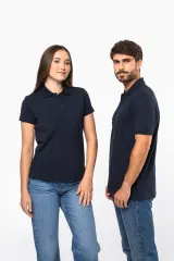 Polo de punto piqué manga corta mujer