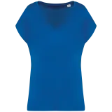 Camiseta ecorresponsable holgada con cuello de pico mujer