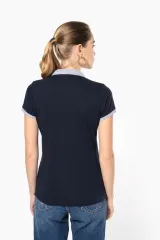 Polo piqué bicolor mujer