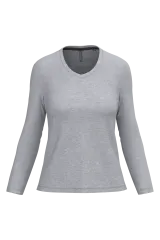 Camiseta manga larga y cuello de pico mujer