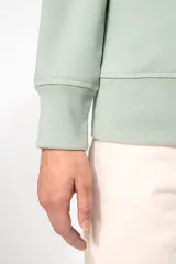 Sudadera algodón orgánico con cuello redondo y mangas raglan de mujer