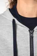 Sudadera capucha y cremallera contrastada mujer