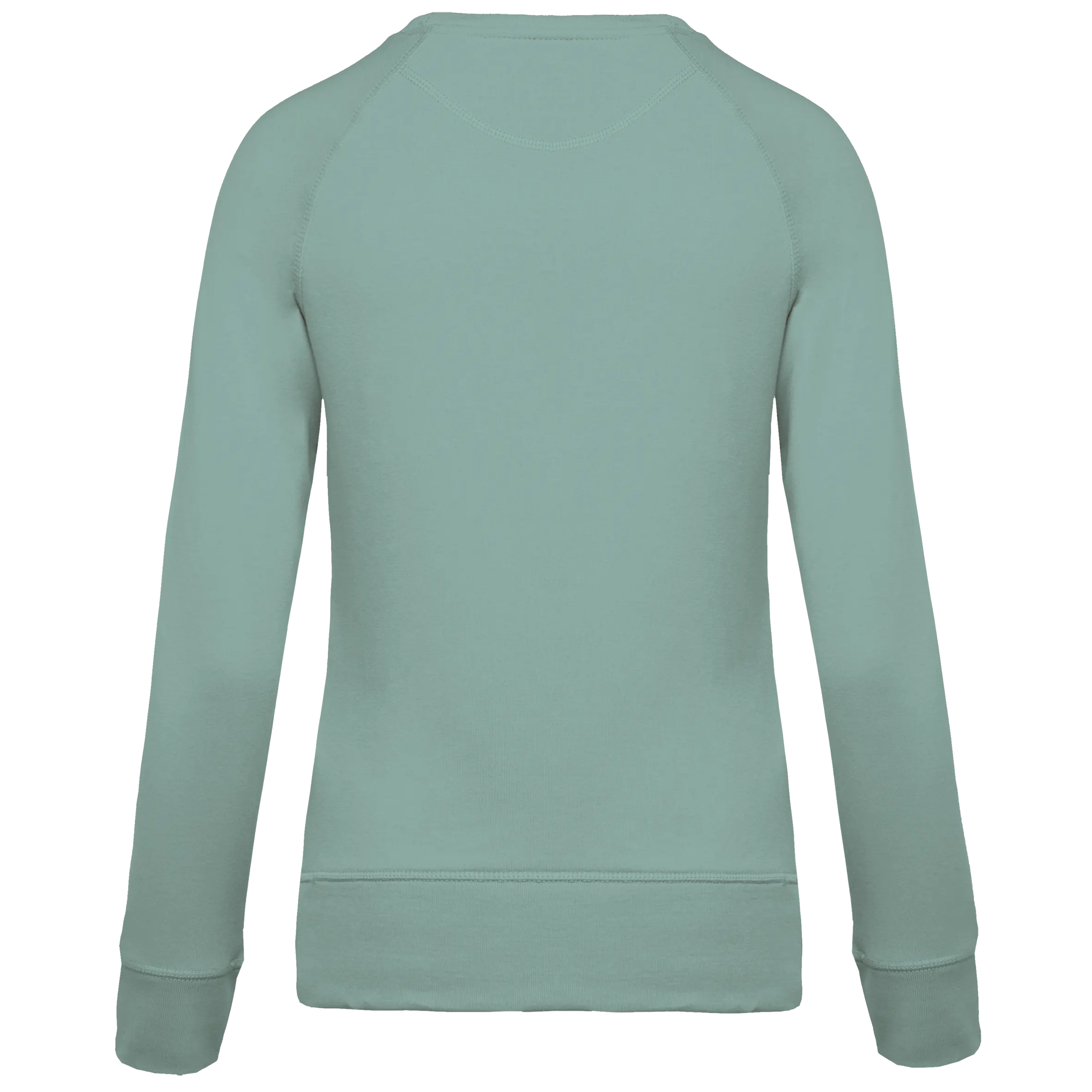 Sudadera algodón orgánico con cuello redondo y mangas raglan de mujer
