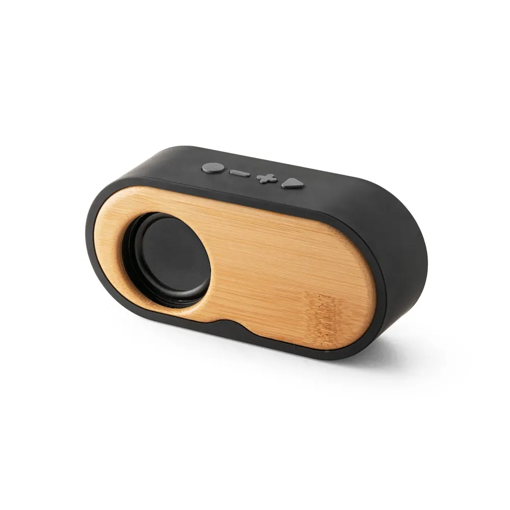 TILLY. Altavoz portátil de 3W con 5h de autonomía, fabricado en bambú y ABS reciclado (100% rABS)