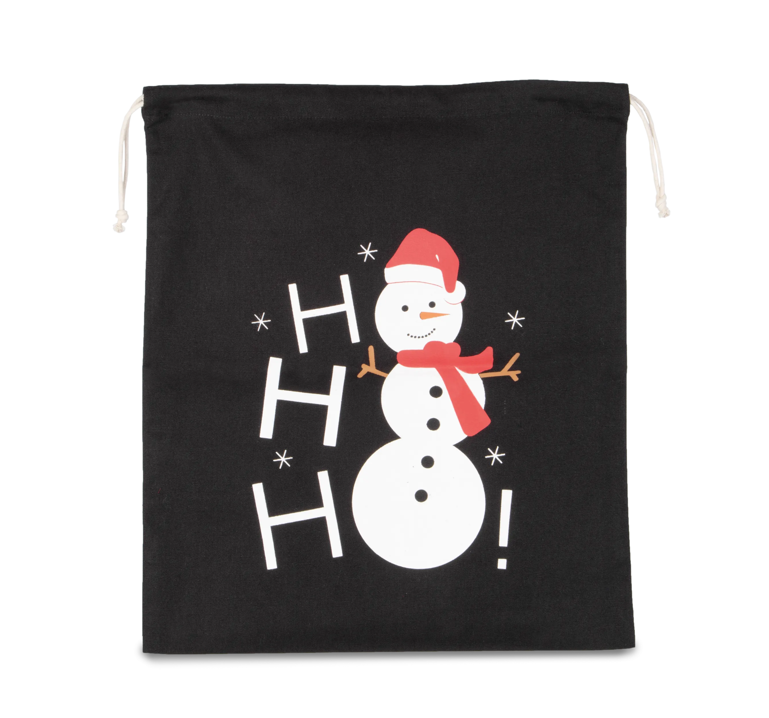 Bolsa algodón cierre cordón, diseño muñeco de nieve