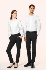 Camisa sarga manga larga hombre