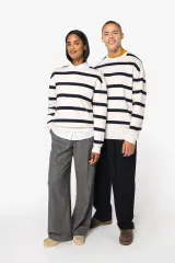 Sudadera ecorresponsable de cuello redondo a rayas y hombros caídos unisex