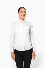 Camisa cuello mao manga larga mujer